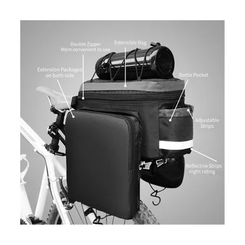 Велосипедная сумка B-SOUL, водонепроницаемая велосипедная сумка на заднее сиденье, многофункциональная портативная сумка, выдвижная велосипедная сумка для багажа, черный